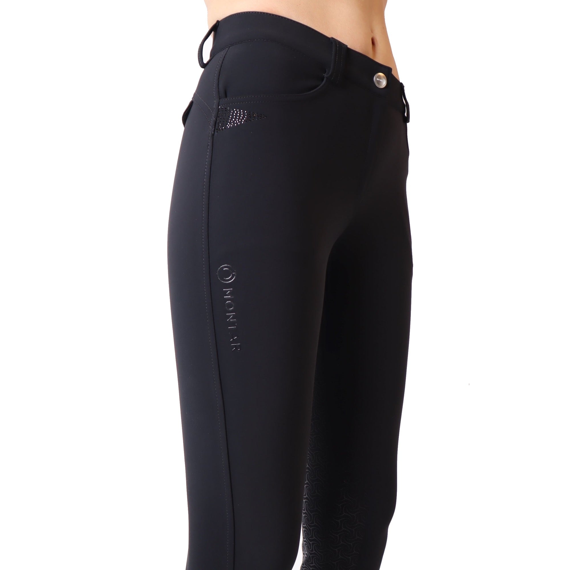 Montar Kyla Soft-Tech Ladies Mid Rise Full Grip Breeches, Black