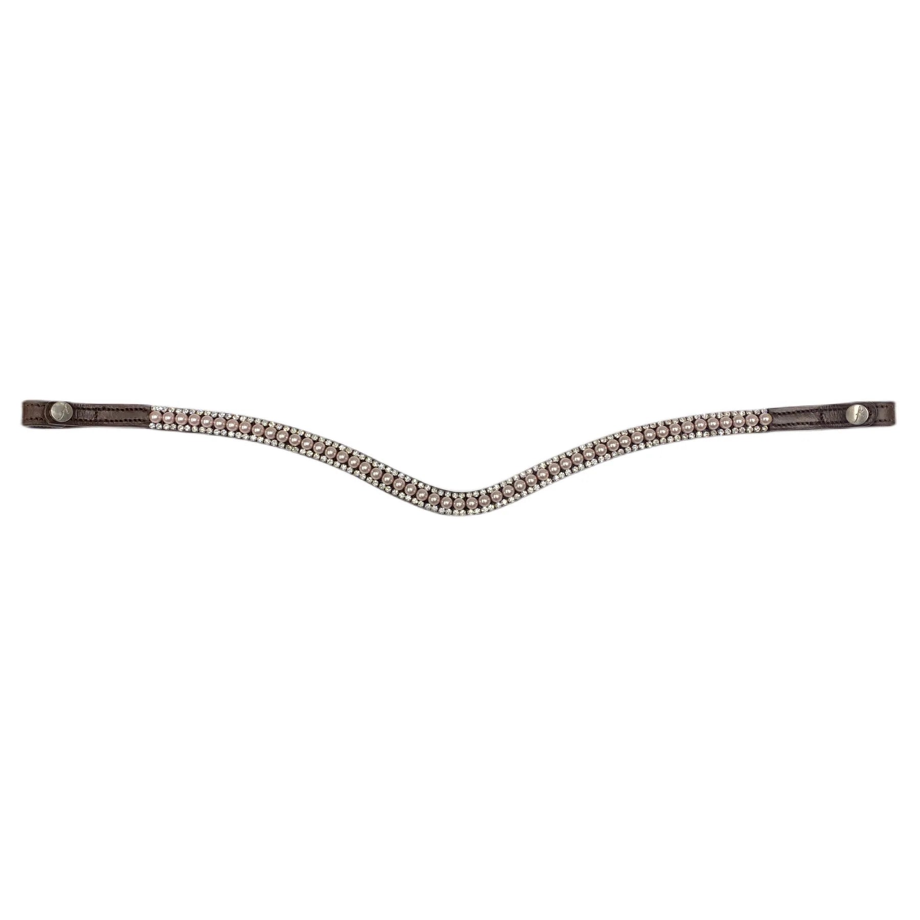 Artemis Equine Pearl Rose Snap-On Browband, Brown Leather