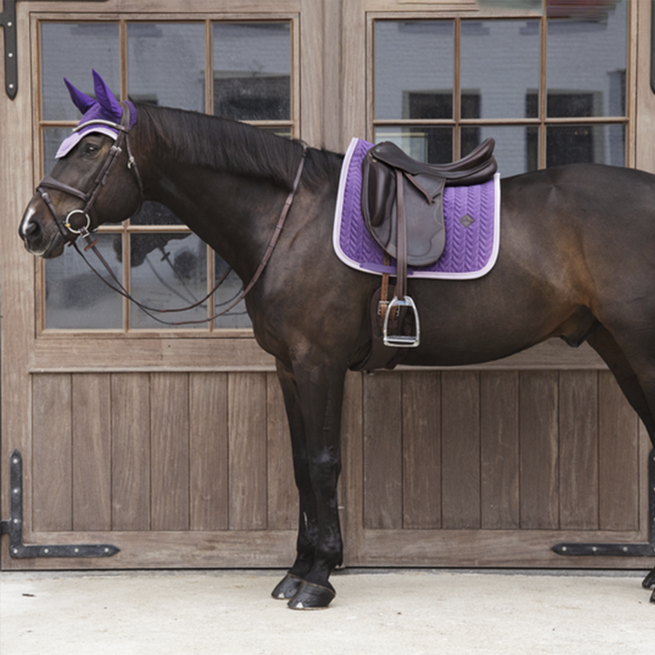 Kentucky Horsewear Fly Veil Wellington Velvet Contrast, Royal Purple