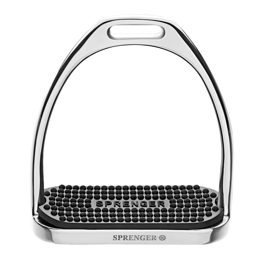 Herm Sprenger FILLIS Stirrups - Stainless Steel, With Black Rubber Pad, 120mm