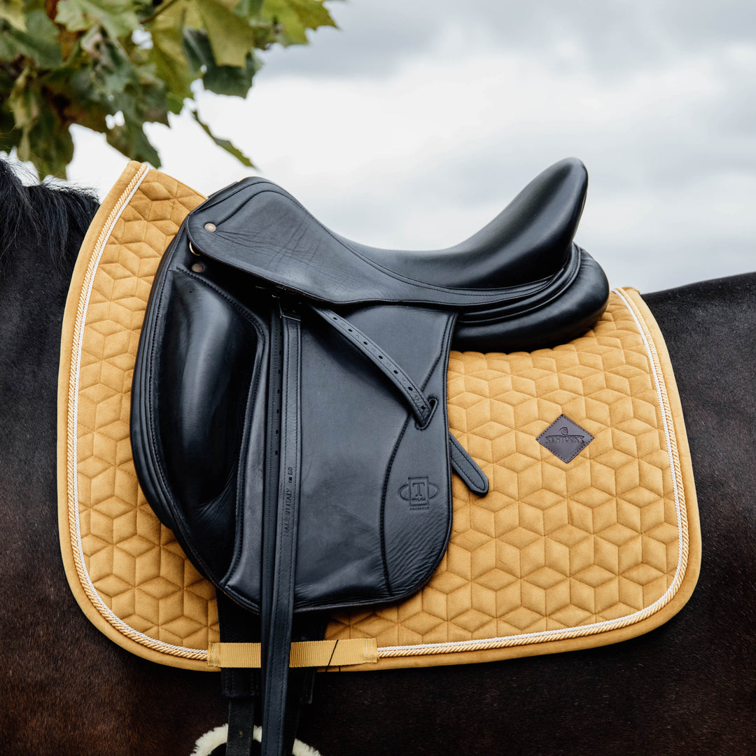 Kentucky Horsewear Saddle Pad Velvet Dressage Mustard Edition Full