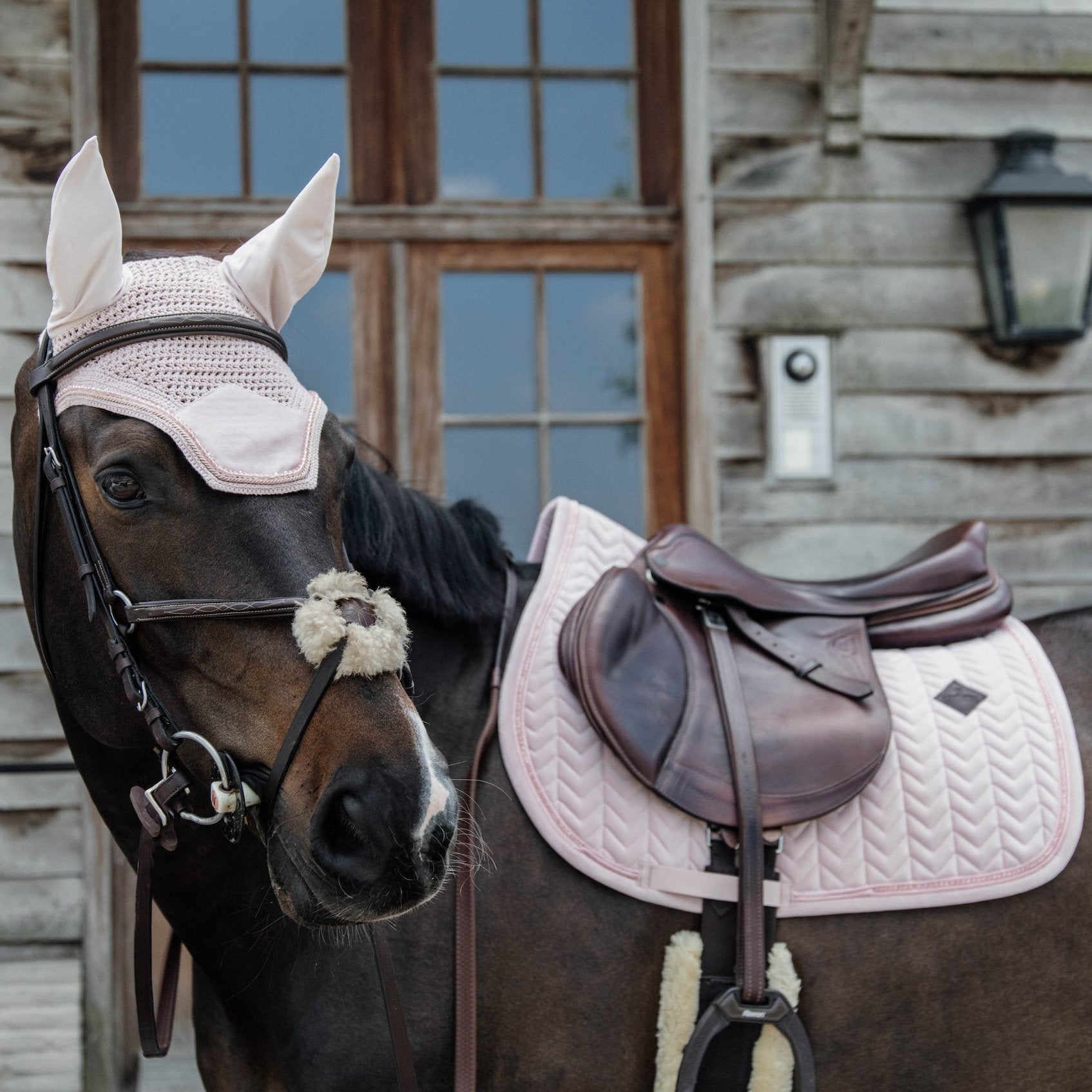 Kentucky Horsewear Saddle Pad Basic Velvet Pearls Dressage, Soft Rose