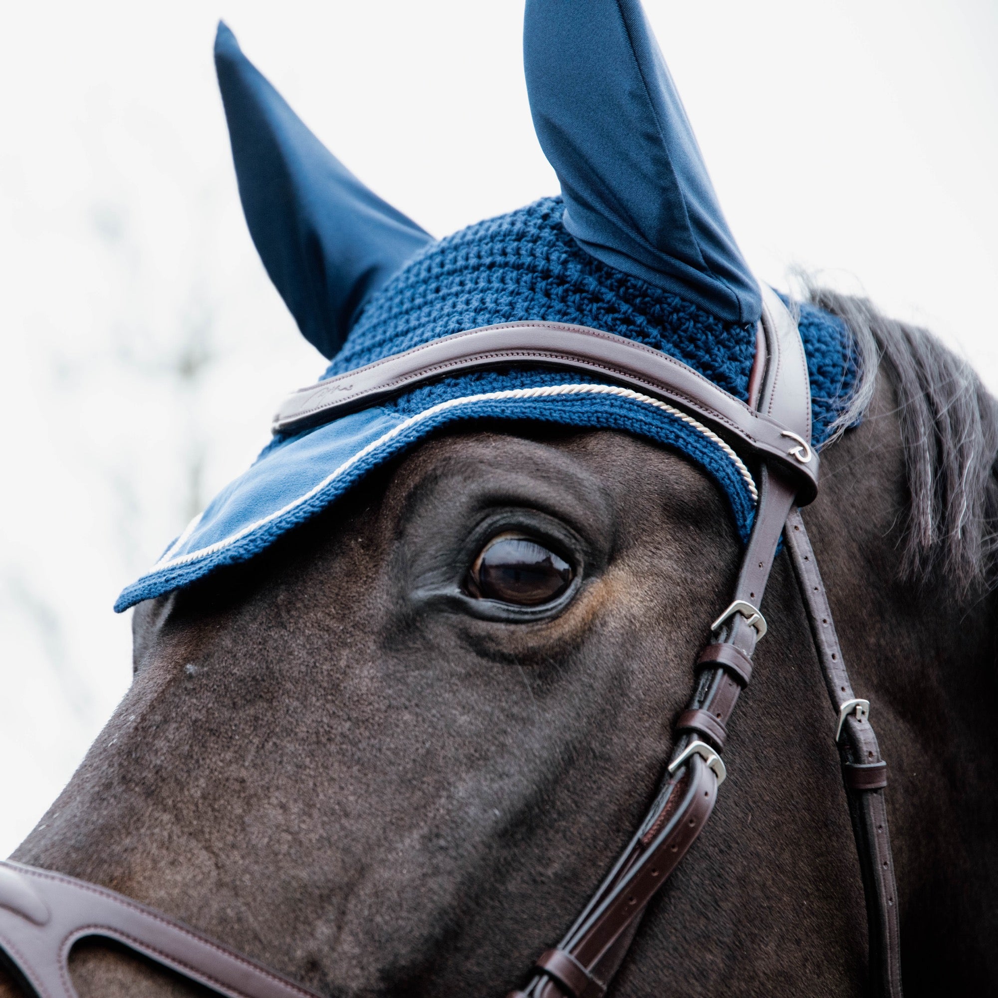 Kentucky Horsewear Fly Veil Wellington Basic Velvet, Navy