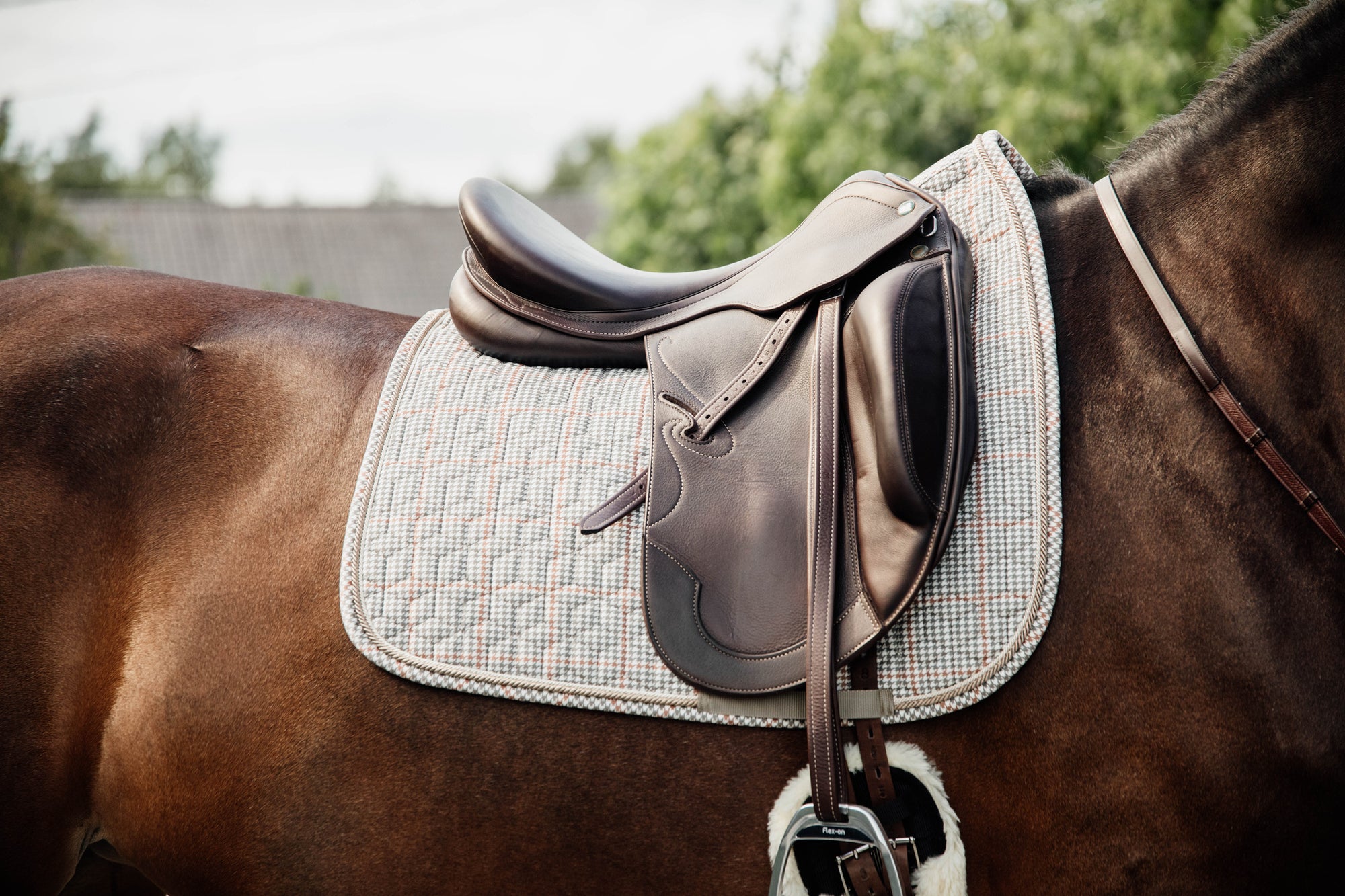 Kentucky Horsewear Saddle Pad Pied-de-Poule Dressage, Beige