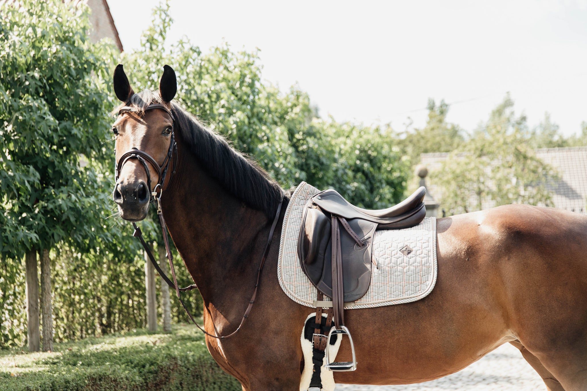 Kentucky Horsewear Saddle Pad Pied-de-Poule Dressage, Beige
