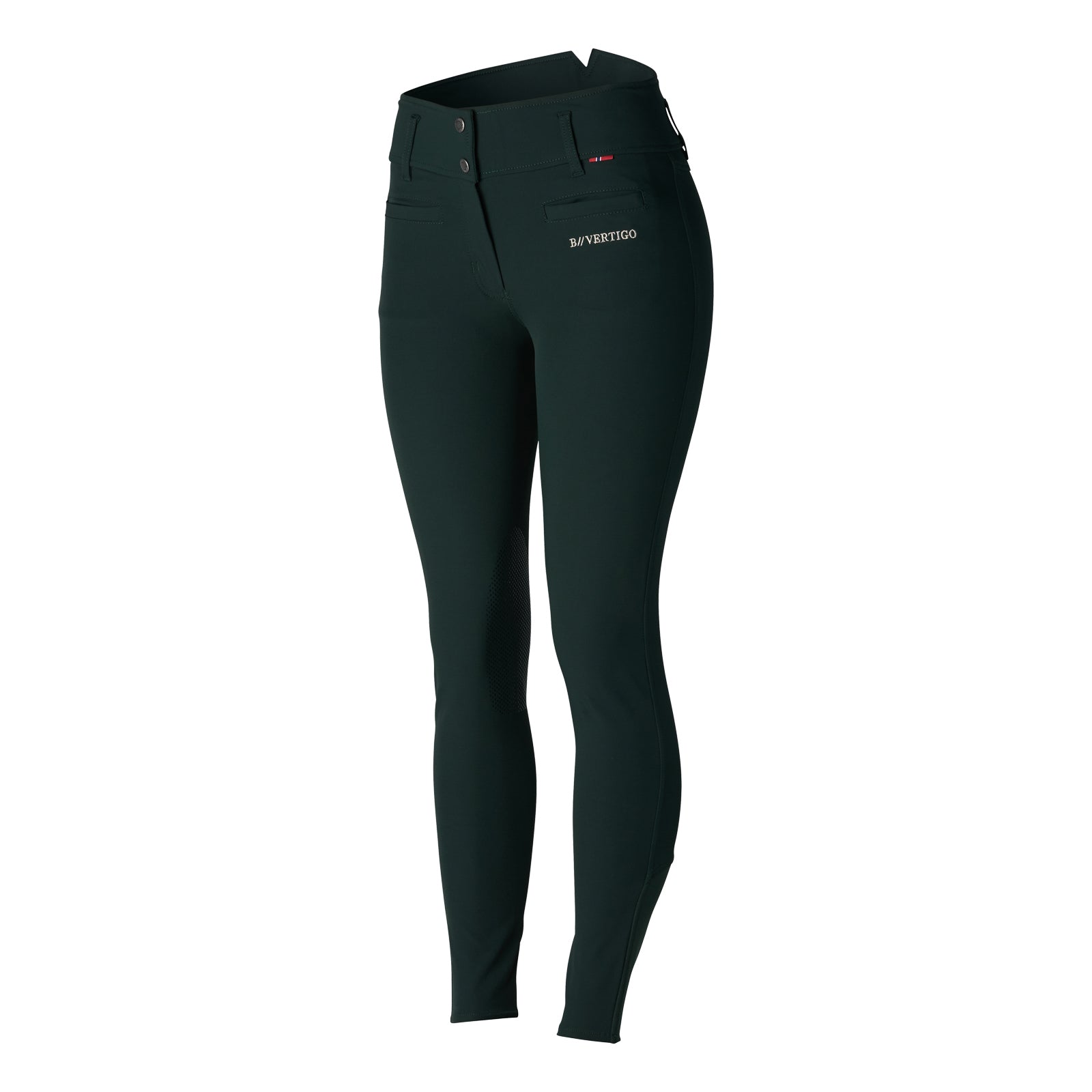 B Vertigo Womens Tiffany Silicone High Rise, Knee Patch Breeches, Scarab Green