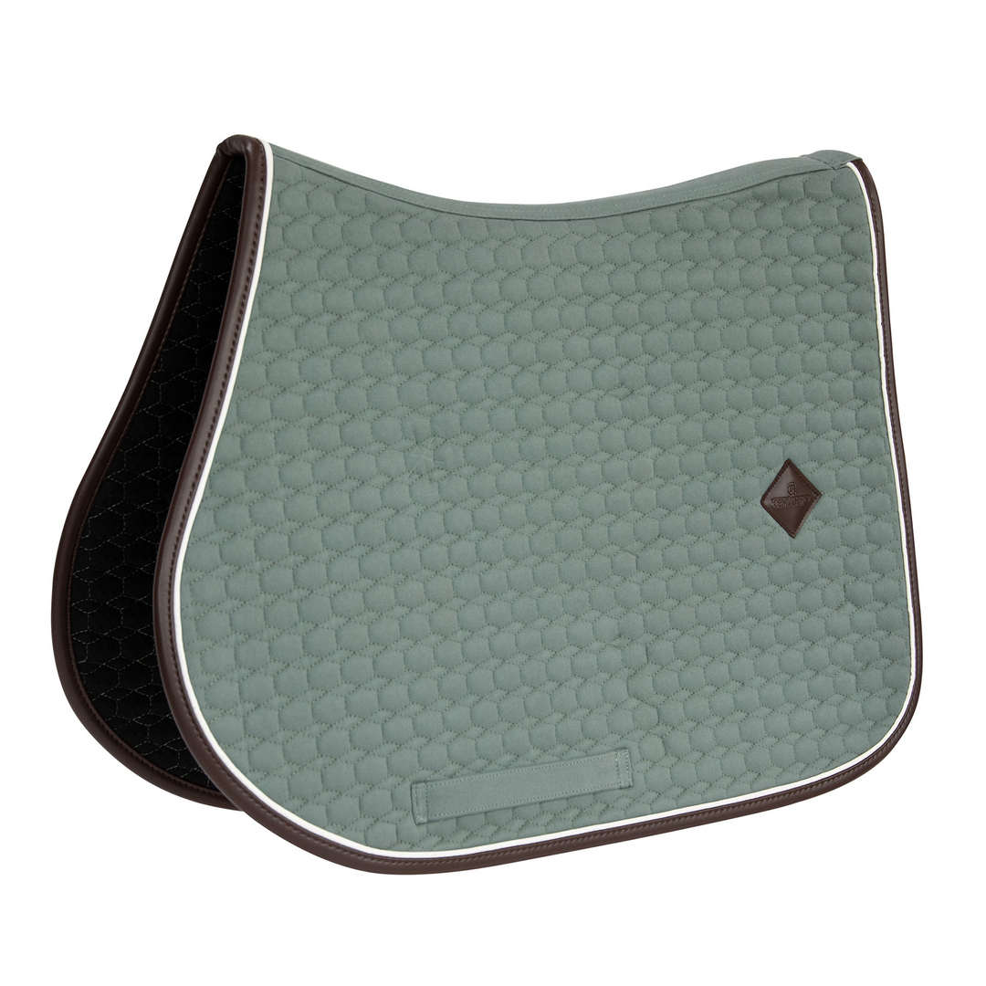 Kentucky Horsewear Jumping Saddle Pad Classic Leather, Dusty Green