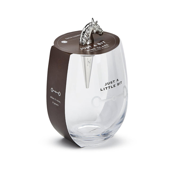 Two's Company Stemless Wine Glass With Horse Head Stopper