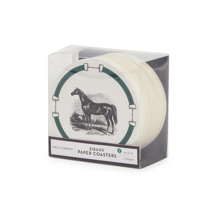 Two's Company Equus Set of 24 Heavyweight Paper Coasters in Gift Box
