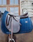 Kentucky Horsewear Saddle Pad Basic Velvet Pearls Jumping, Navy