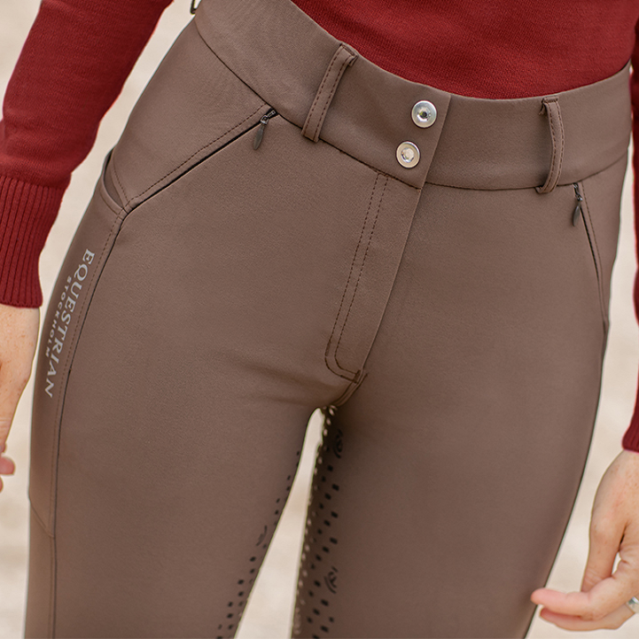 Equestrian Stockholm Riding Breeches Full Grip Elite Mid Rise Brown