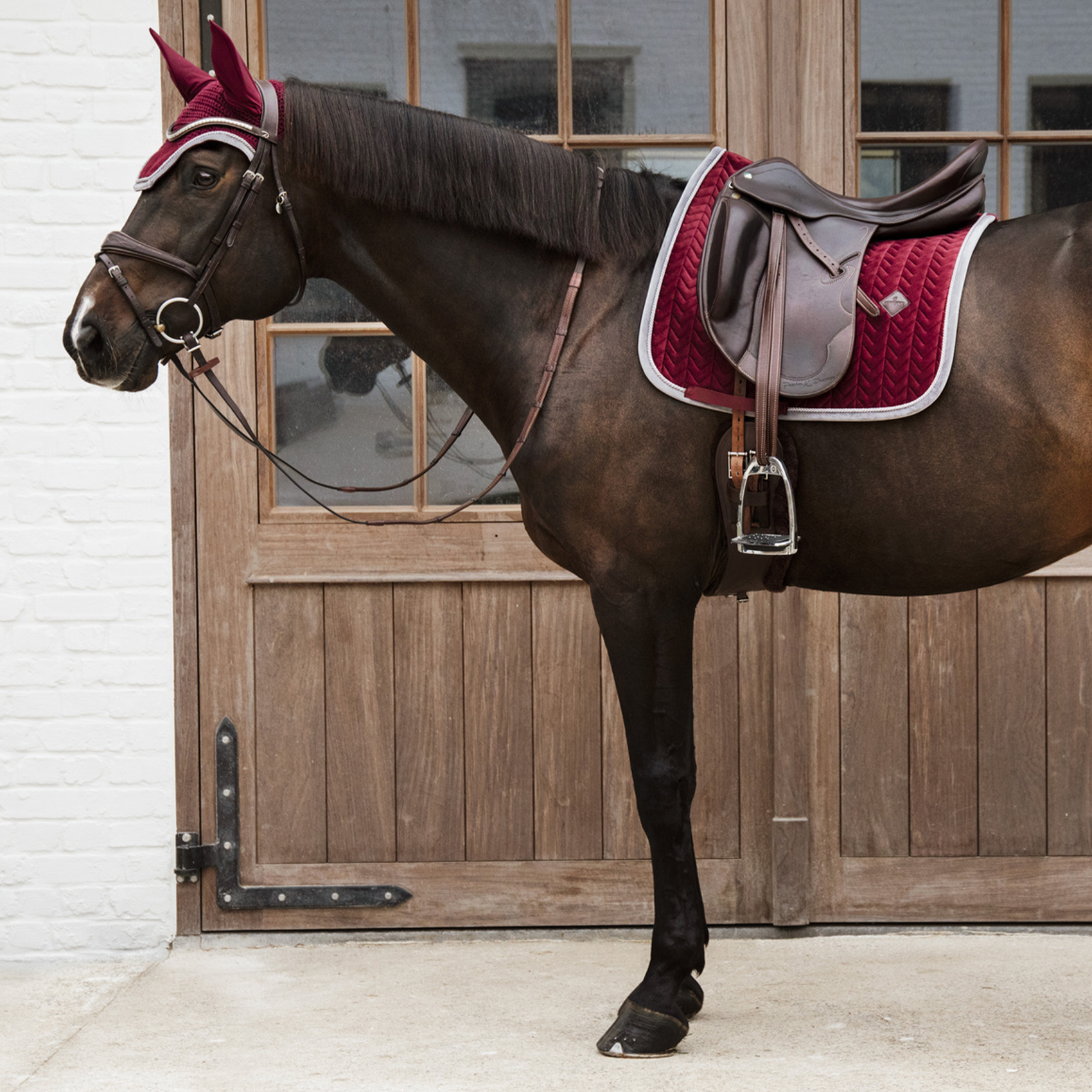 Kentucky Horsewear Dressage Saddle Pad Velvet Contrast, Bordeaux