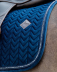 Kentucky Horsewear Saddle Pad Basic Velvet Pearls Dressage, Navy