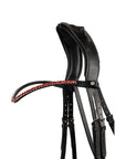 Montar Fair Curved Red Crystal Snap-On Browband, Black Leather