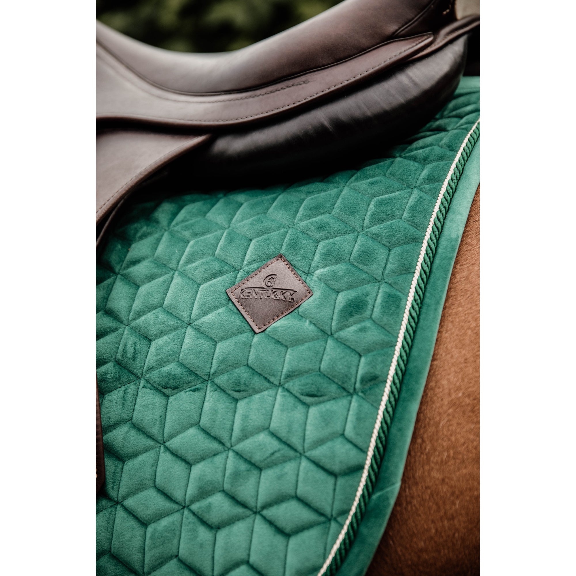 Kentucky Horsewear Saddle Pad Velvet Jumping Dark Green Edition