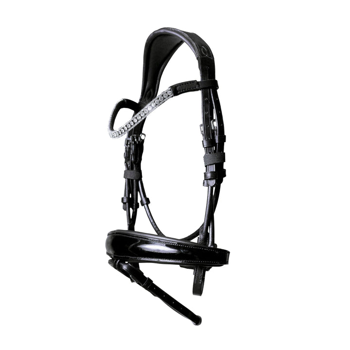 Lumiere Equestrian AMIE Premium Leather Rolled Bridle, Black with Reins