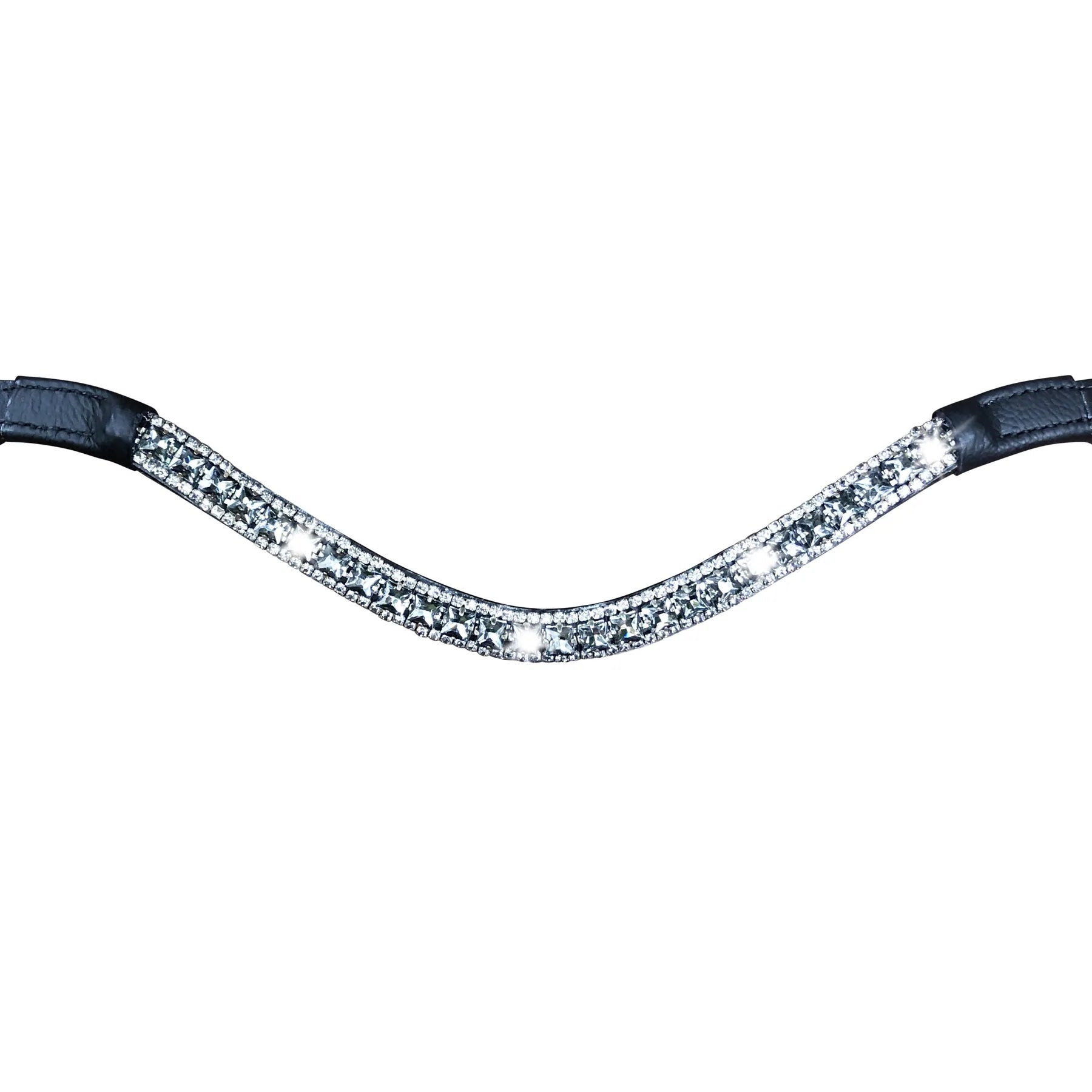 Lumiere Equestrian Storm Crystal Browband, Black Leather