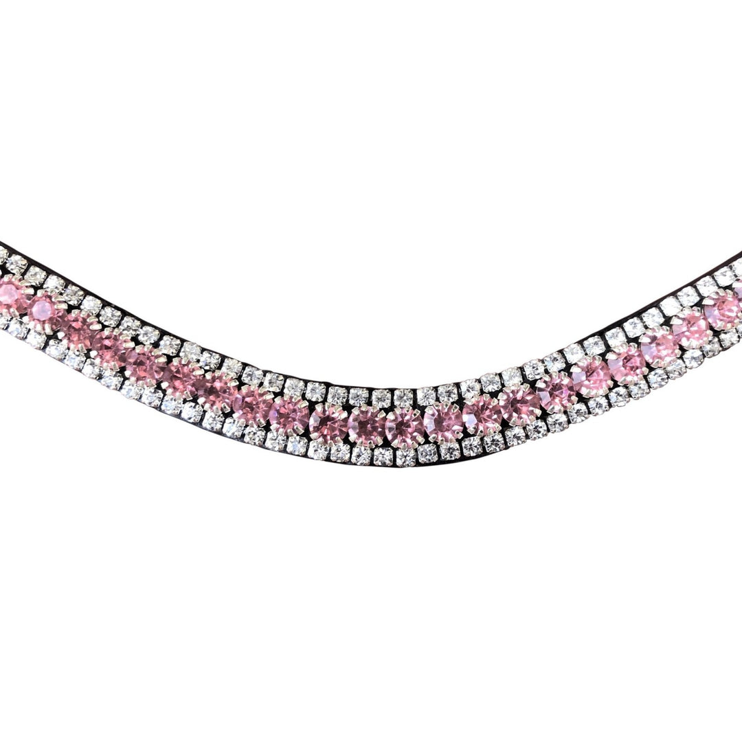 Lumiere Equestrian Baby Pink Crystal Browband, Black Leather