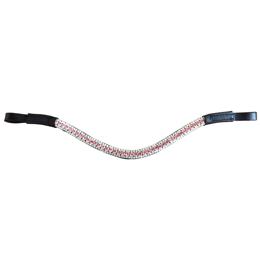 Lumiere Equestrian Baby Pink Crystal Browband, Black Leather