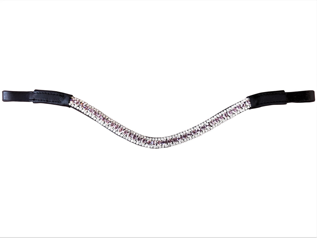 Lumiere Equestrian Lavender Crystal Browband, Black Leather