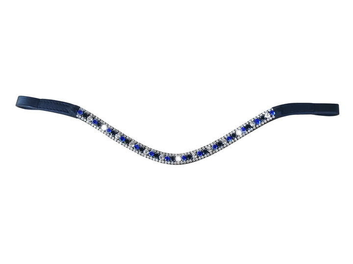 Lumiere Equestrian Blue Crystal Browband, Black Leather