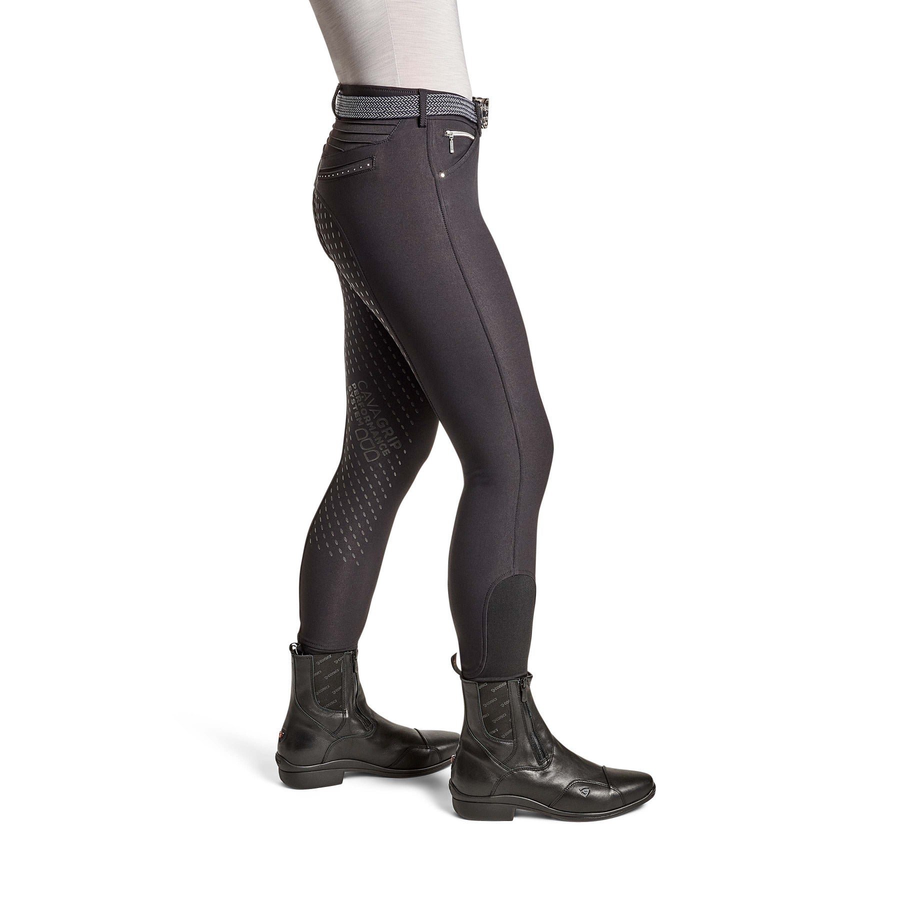 Cavallo CALIMA Full Grip, Mid Rise Breeches, Black