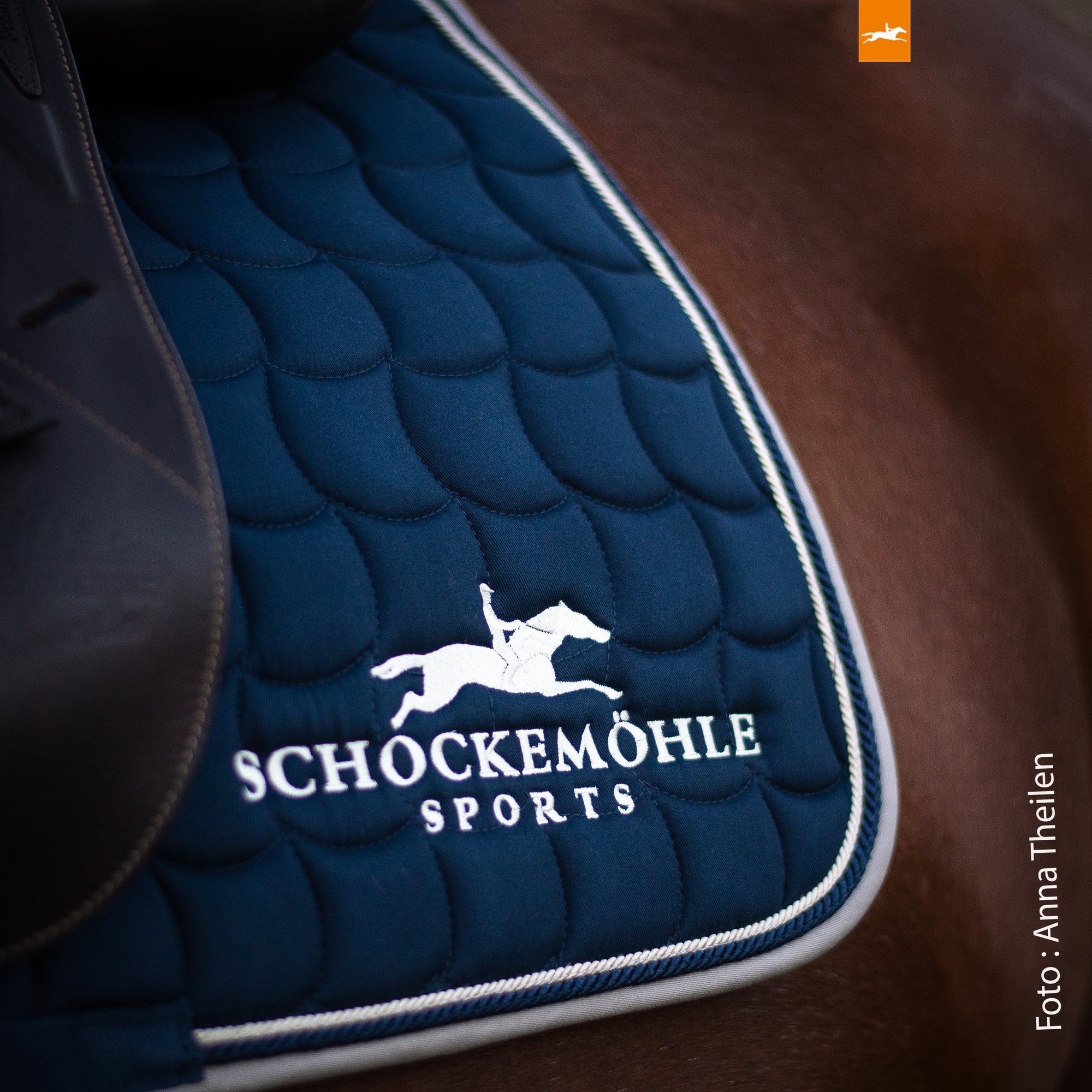 Schockemohle Dynamite Jumping Saddle Pad Logo, Grey Melange/Orange, Full