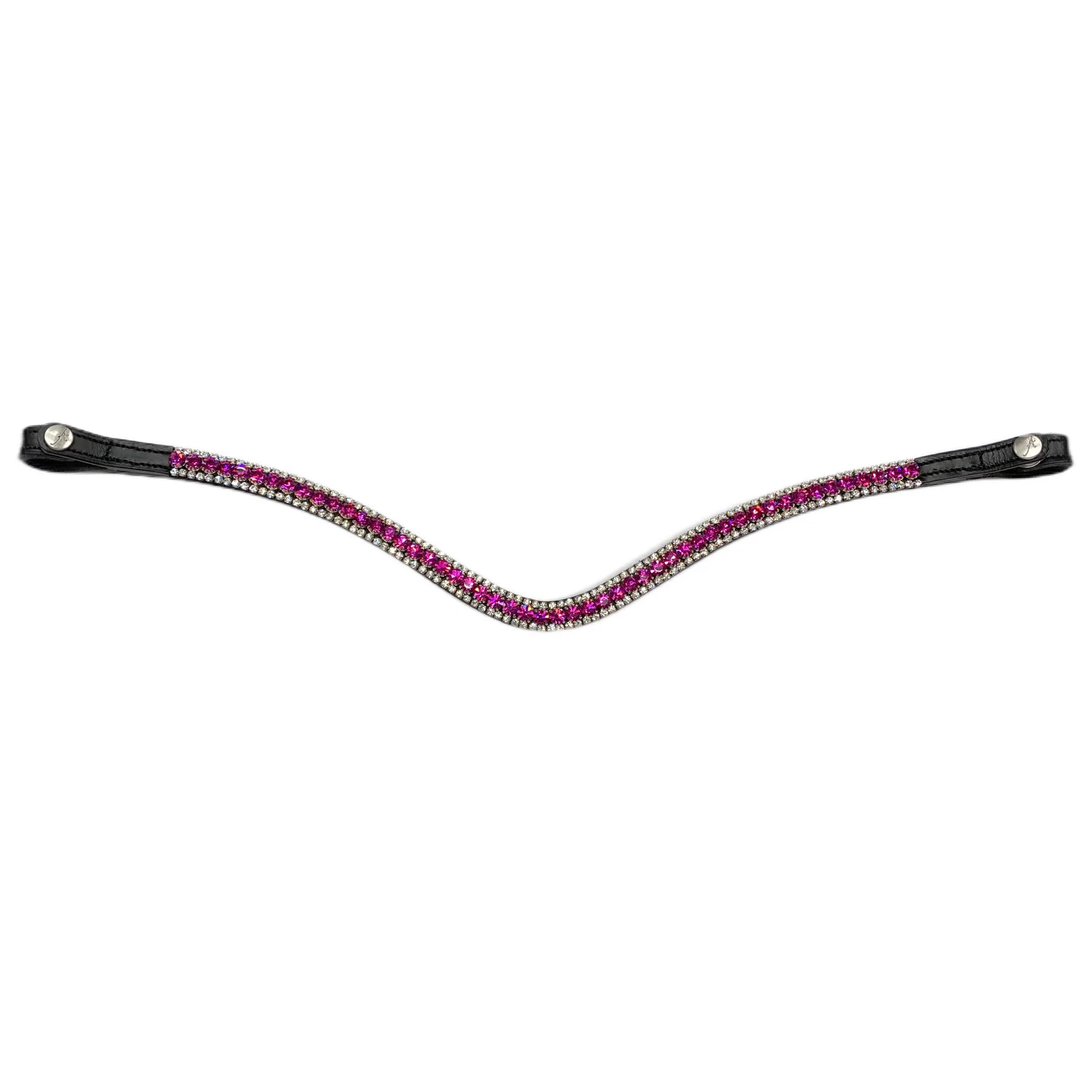 Artemis Equine Lux Fuchsia Snap-On Browband, Black Leather