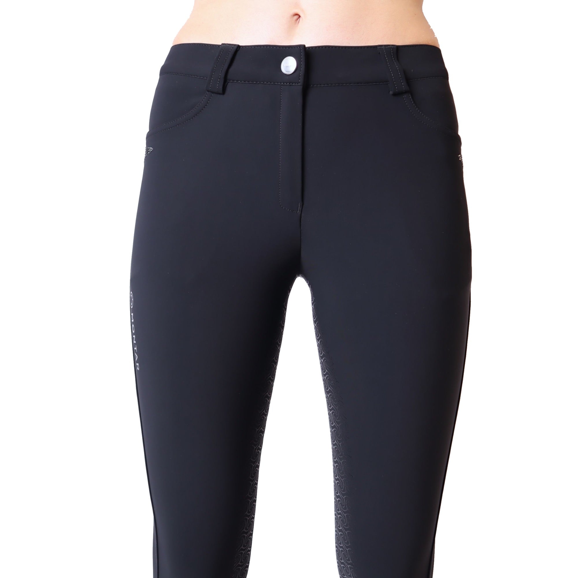 Montar Kyla Soft-Tech Ladies Mid Rise Full Grip Breeches, Black