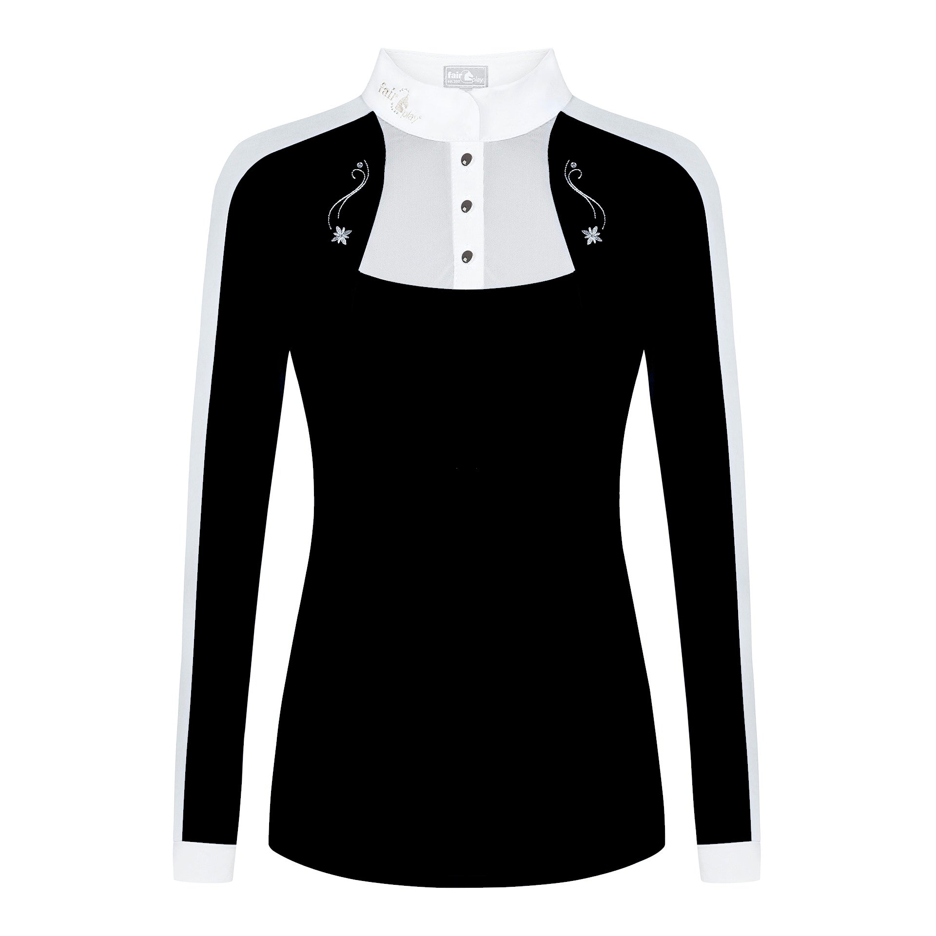 Fair Play Competition Shirt Long Sleeve LORELLA Black-White