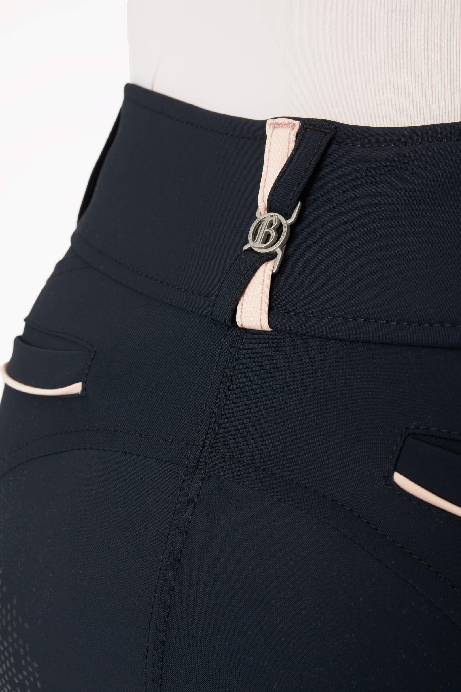 B Vertigo Morgana Women's Full Seat Breeches, Dark Gray / Pink Trim