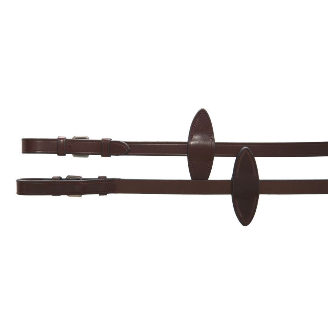 Artemis Equine Rubber Reins With Buckle, Brown w/ Creme Stitching