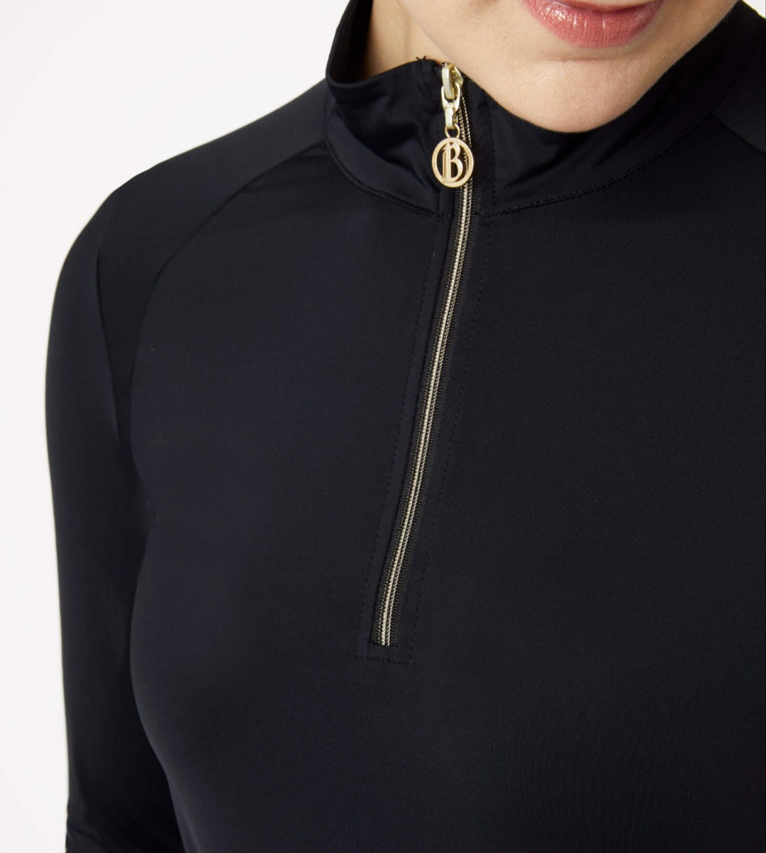 B Vertigo Sidney Women's Long Sleeved Ventilated Half Zip Shirt, Anthracite Gray