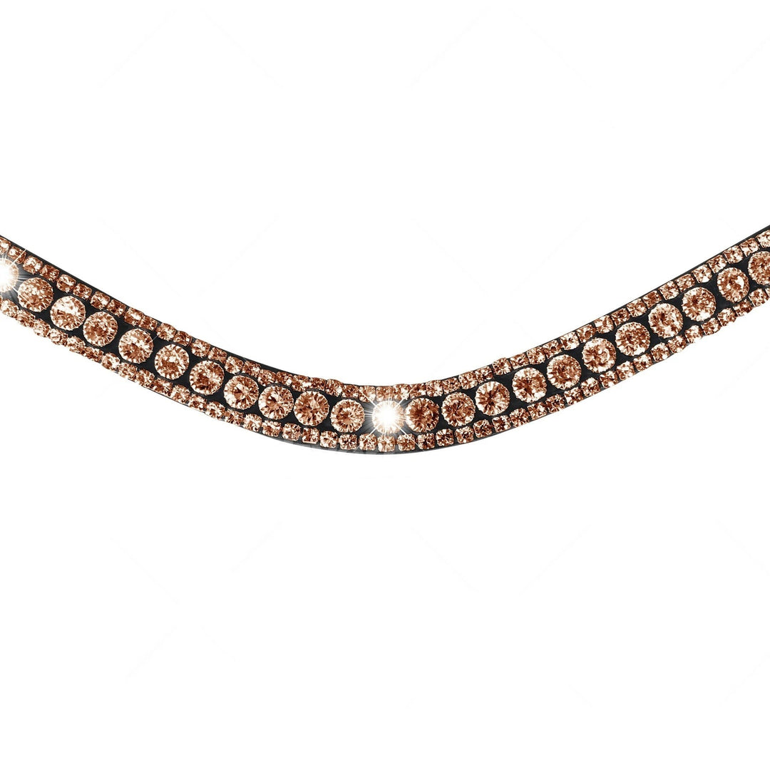 Lumiere Equestrian Rose Gold Crystal Browband, BROWN Leather