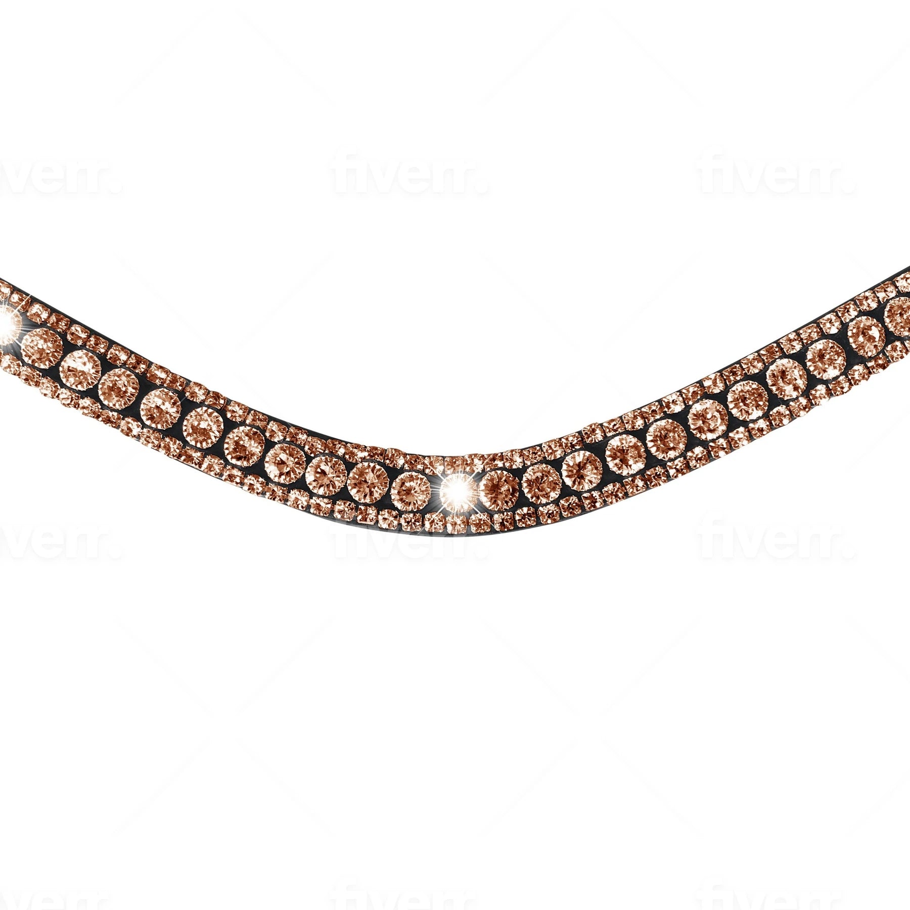 Lumiere Equestrian Rose Gold Crystal Browband, Black Leather