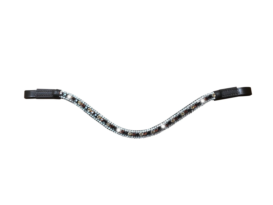 Lumiere Equestrian Amber Crystal Browband, BLACK Leather