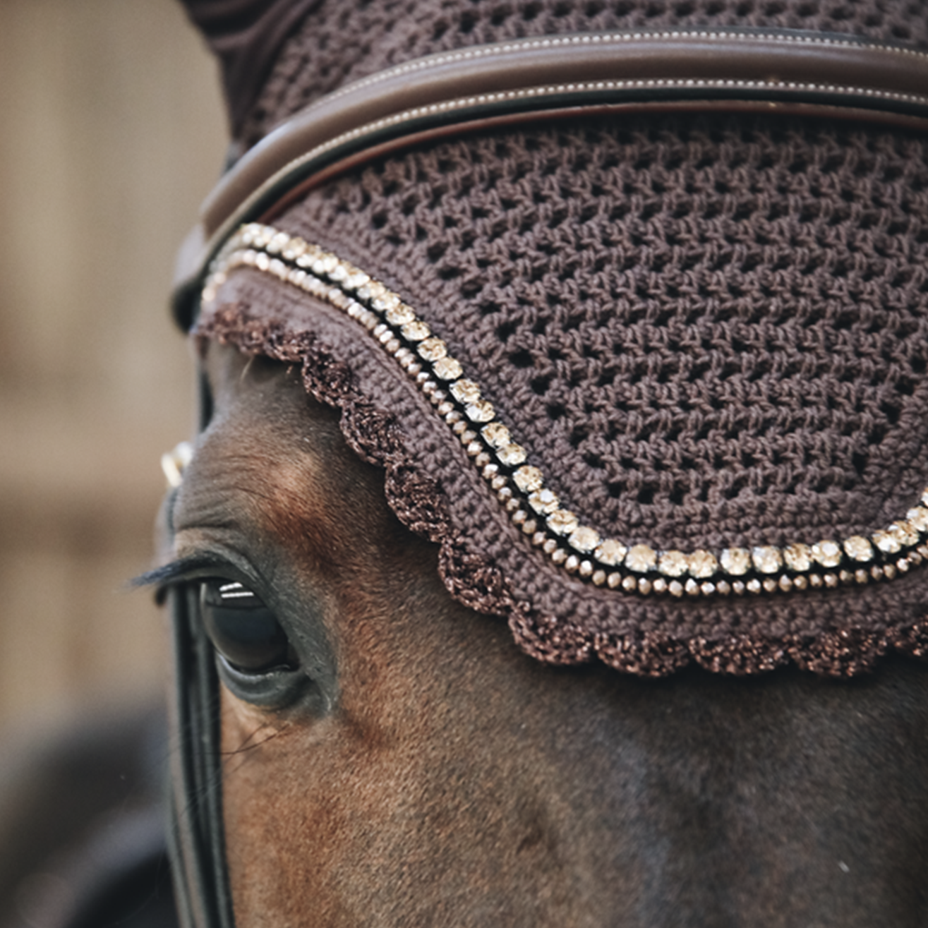 Kentucky Horsewear Fly Veil Wellington Stone &amp; Pearl