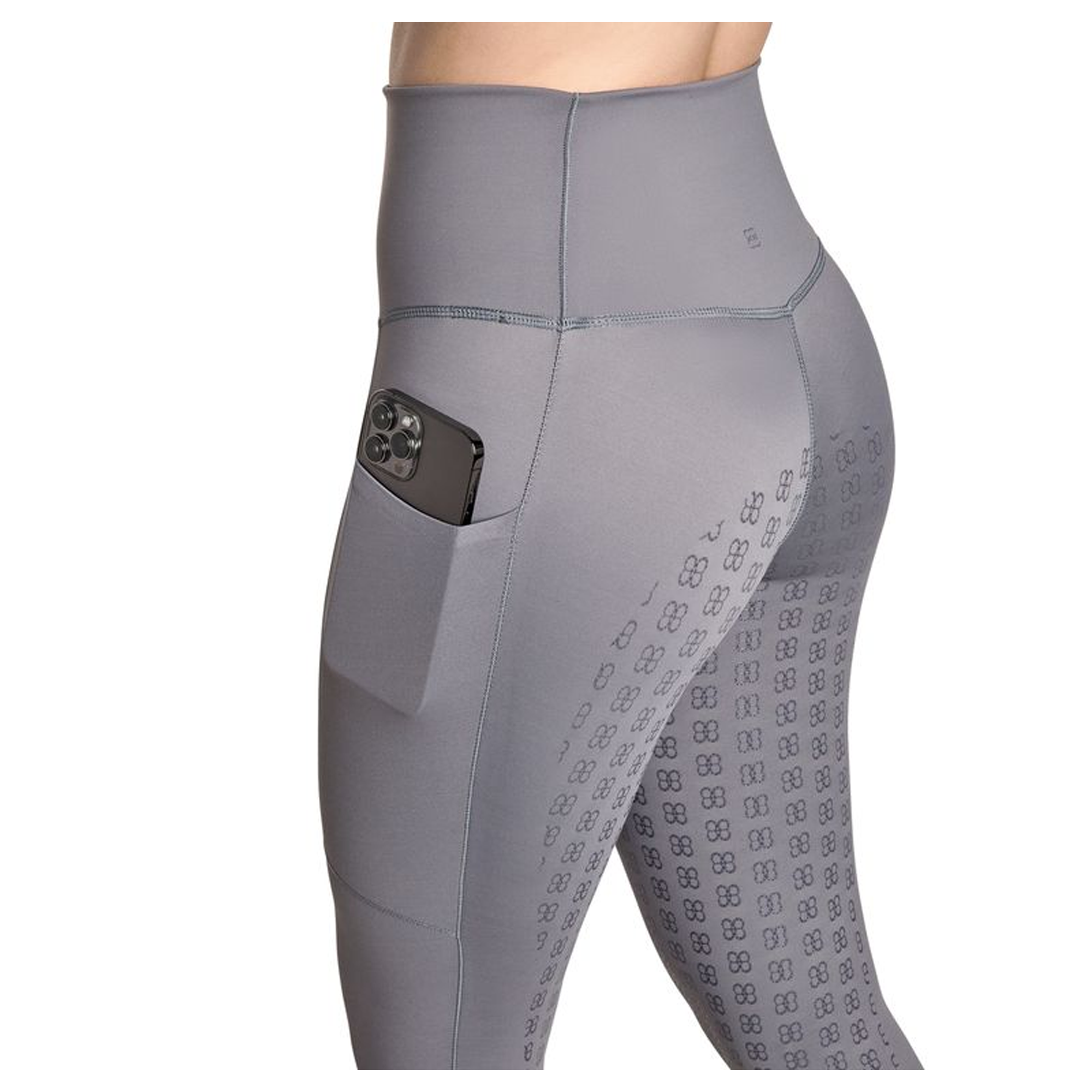 BWear Finn Full Grip, High Waist Riding Leggings, Gray