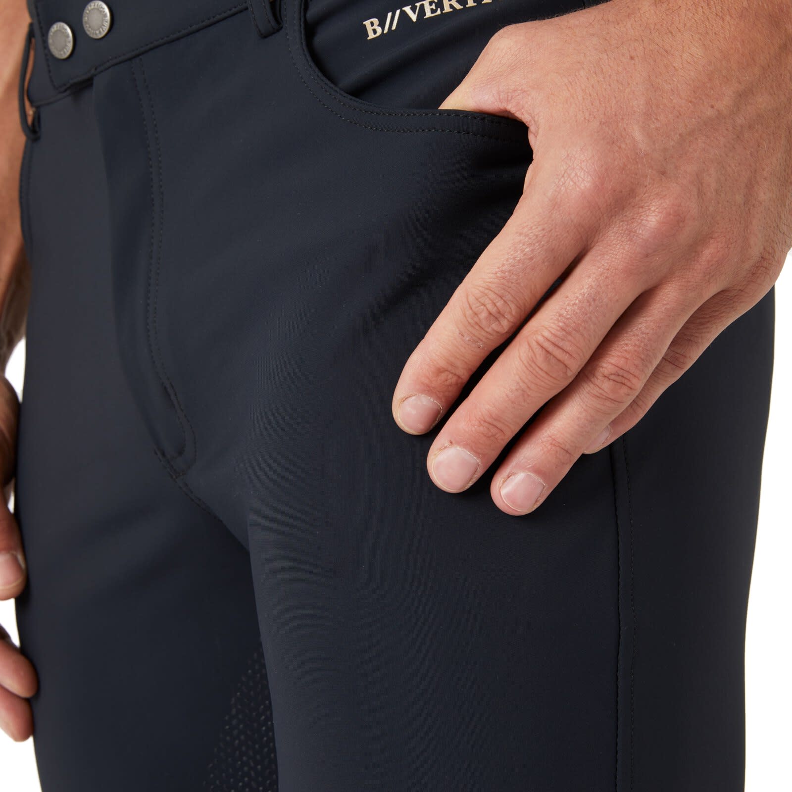 B Vertigo Damien Mens Knee Patch Breeches, Anthracite Gray