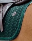 Kentucky Horsewear Saddle Pad Basic Velvet Pearls Jumping, Pine Green