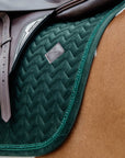 Kentucky Horsewear Saddle Pad Basic Velvet Pearls Dressage, Pine Green