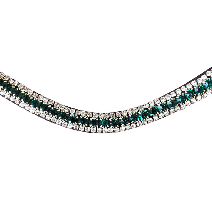 Lumiere Equestrian Emerald Crystal Browband, Black Leather