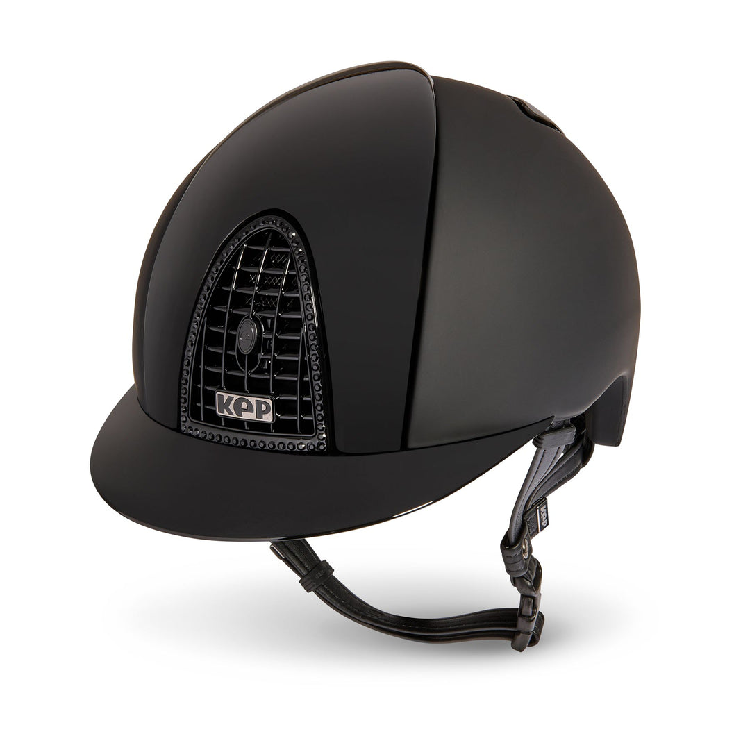KEP Italia Helmet Cromo Textile Black, Black Polish, Jet Swarovski