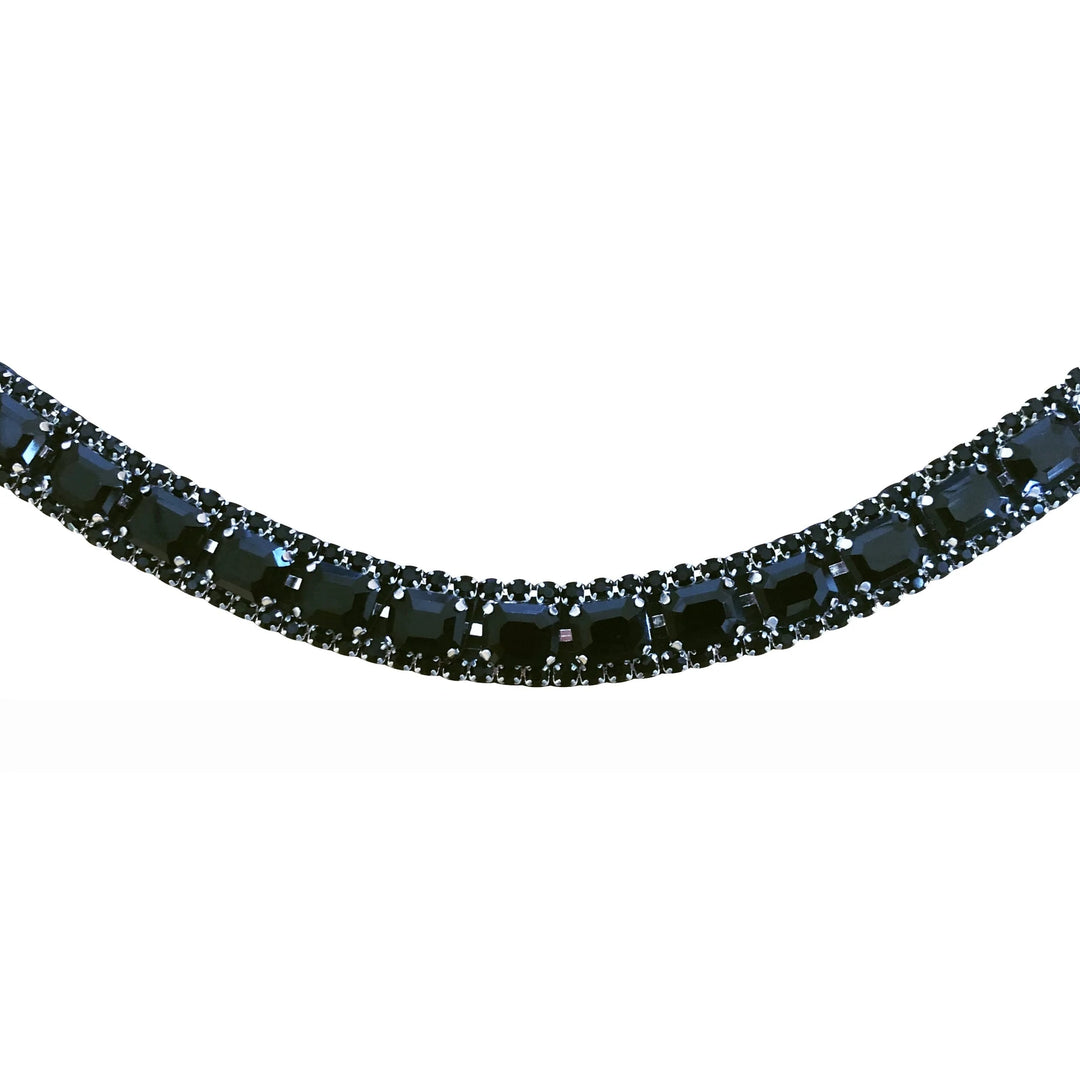 Lumiere Equestrian Onyx Crystal Browband, Black Leather