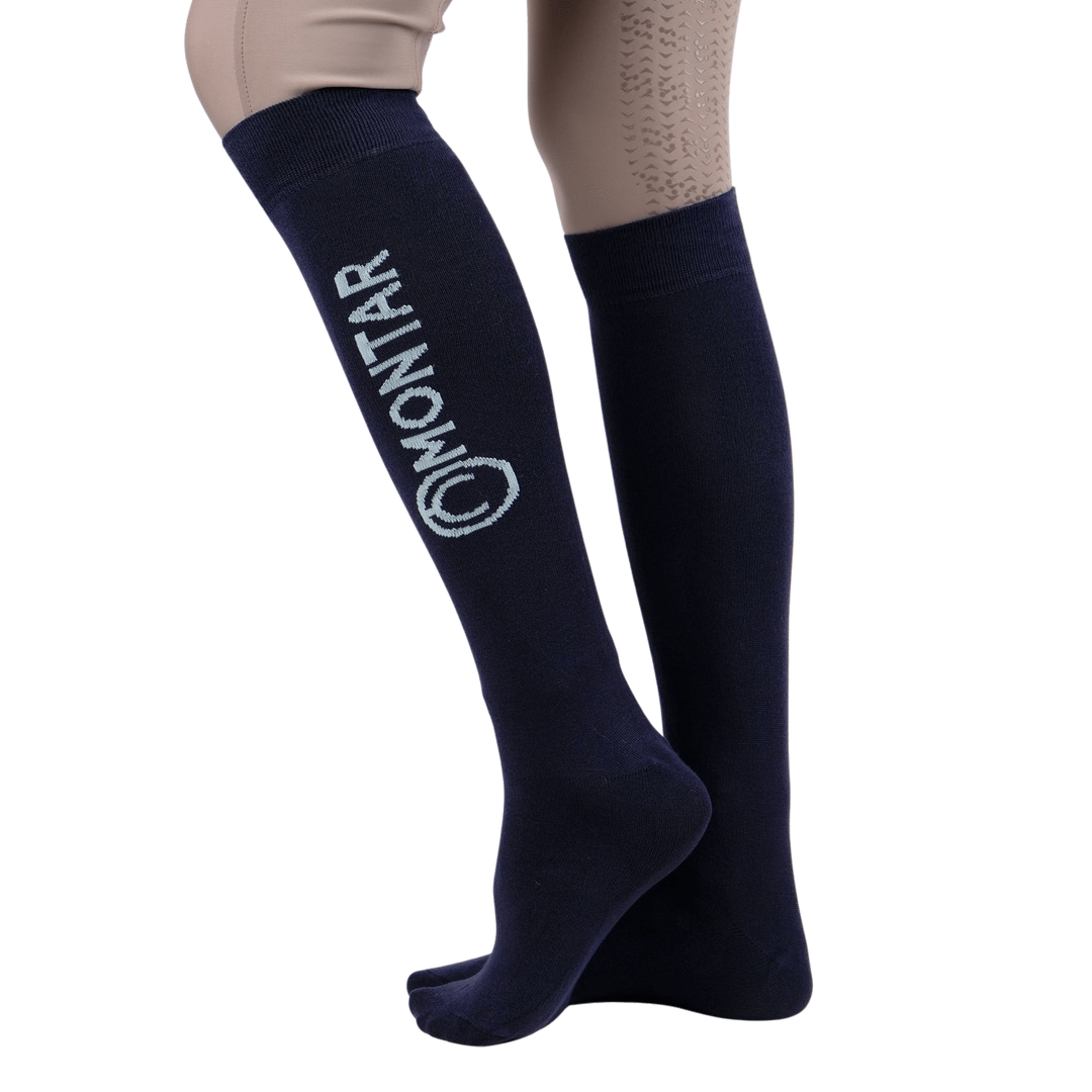 Montar Bamboo Knee Socks with logo - One pair, Navy