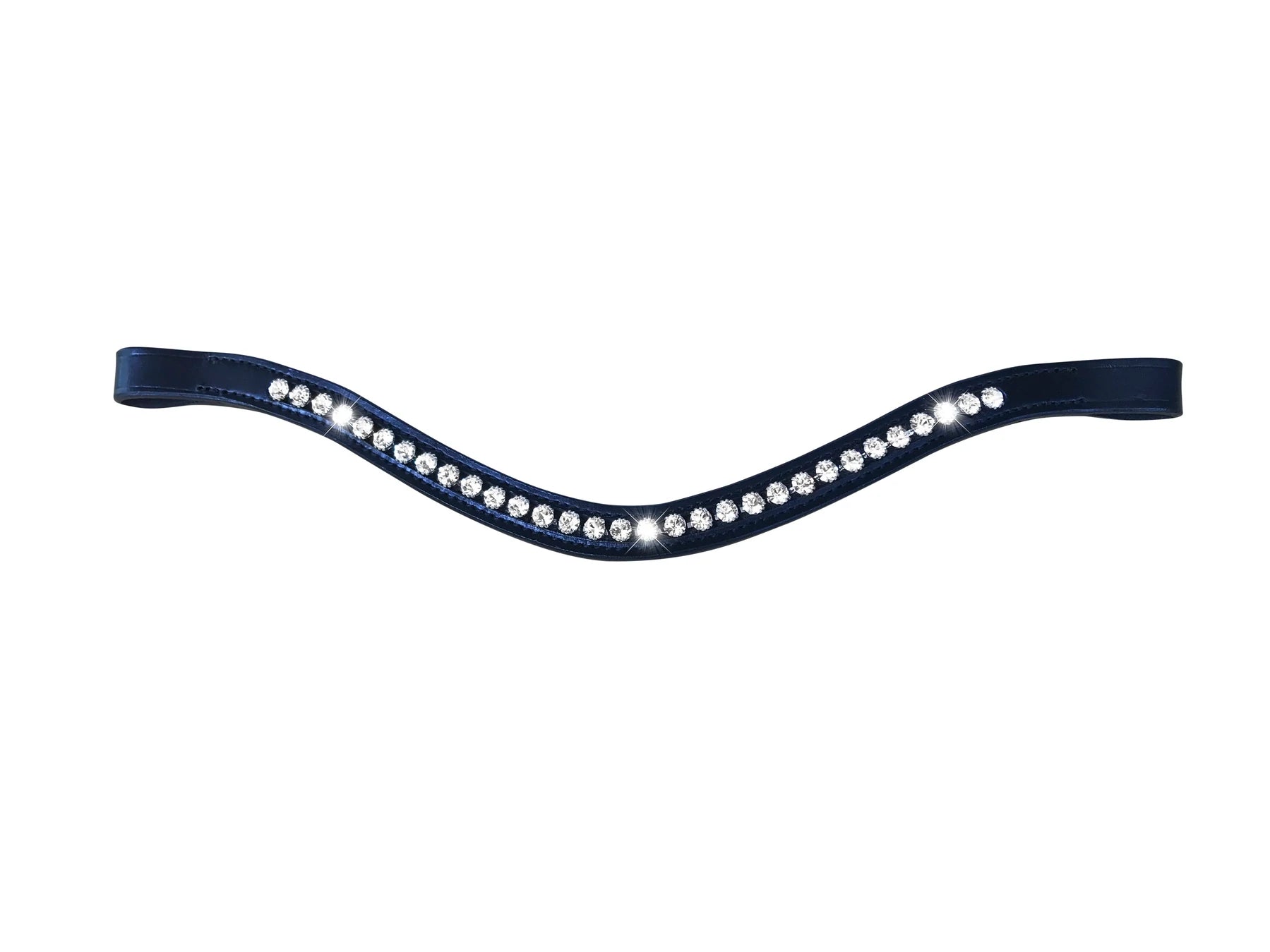 Lumiere Equestrian Swarovski Crystal Browband, Black Leather